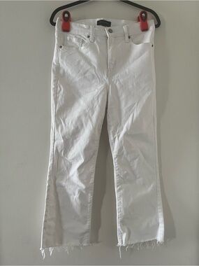 Banana Republic White Demi Boot Jeans 30 10 Raw Hem High Rise Coastal Summer